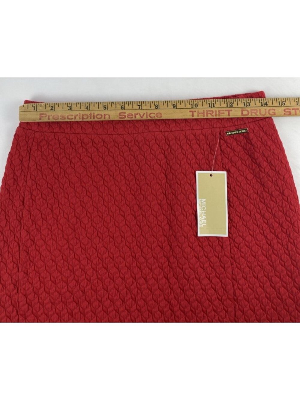 Michael Kors Skirt Women's Size Small Cherry Red Textured Knit Pencil Basics NWT - Picture 15 of 16